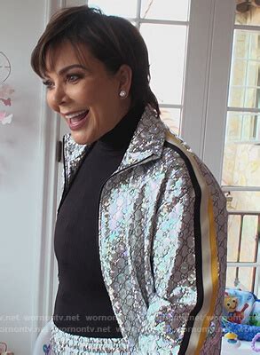 kris jenner gucci jacket|Kris’s silver Gucci logo metallic jacket on Keeping Up.